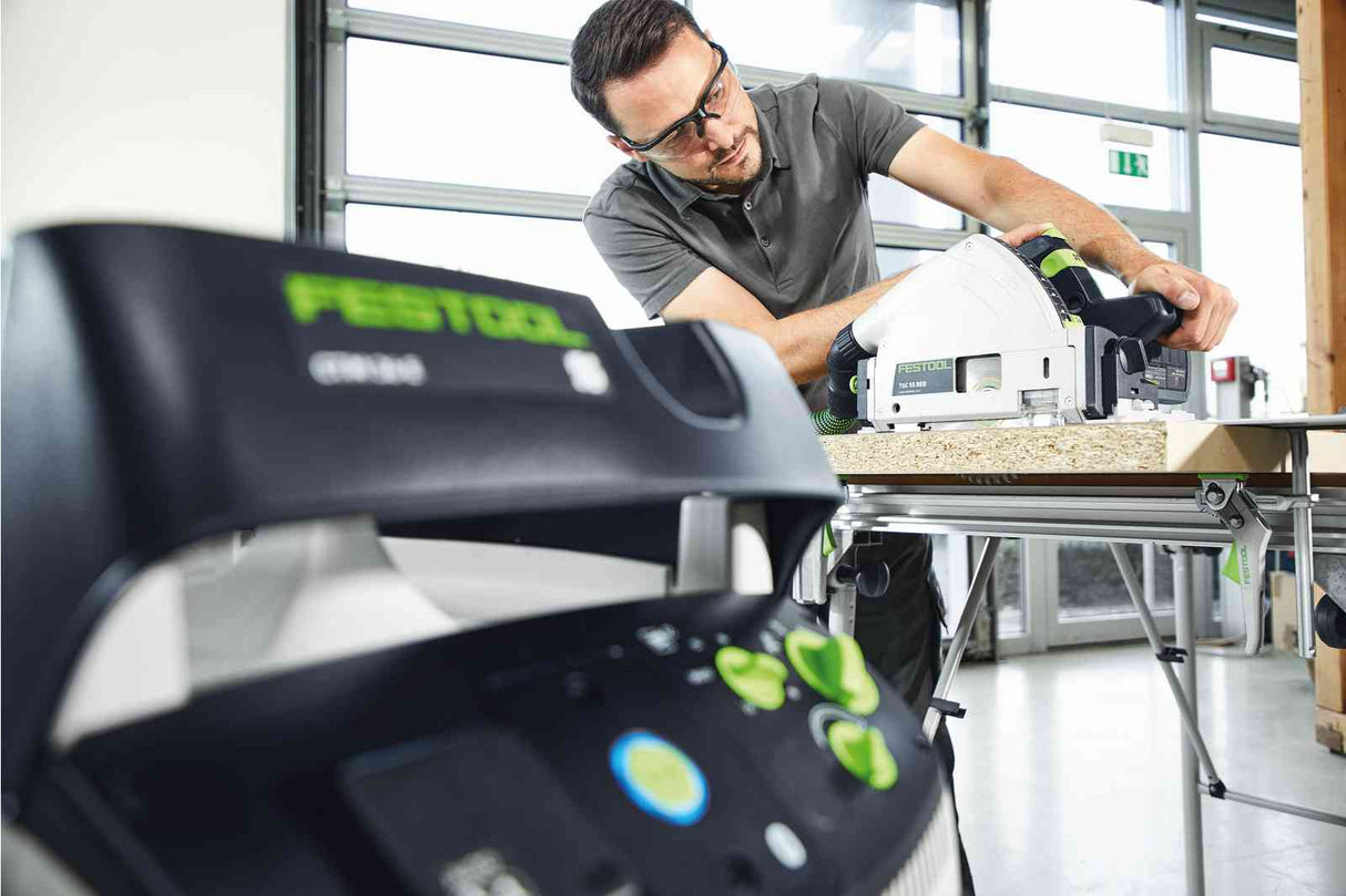 Festool CTM 36L M Class Dust Extractor in use at workshop, efficient dust extraction for woodworking tasks