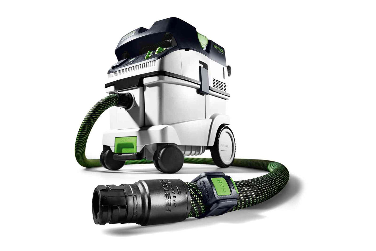 Powerful Festool CTM 36L M Class Dust Extractor in action, ideal for sawing, sanding, and routing work
