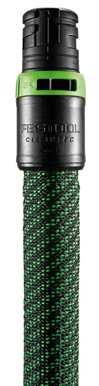 Festool Anti Static Connecting Sleeve with Bypass for Extractor D 27mm in use with bayonet fitting on suction hose and power tool connector