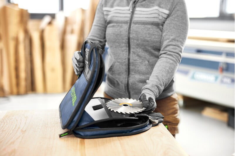 Festool Circular Saw Blade Bag, dark blue with zip pocket, suitable for blades up to 260mm