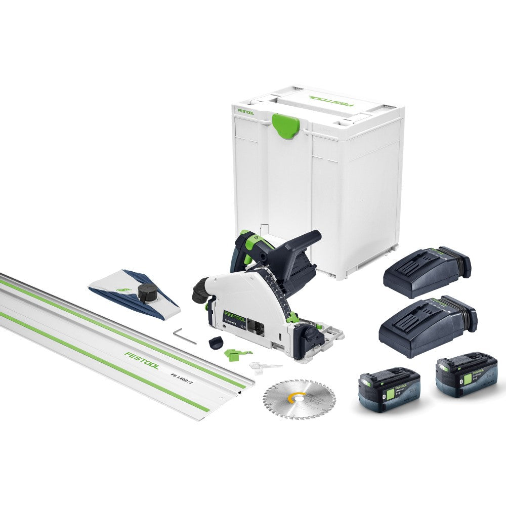 Festool TSC 55K 18V Cordless Plunge Saw with 1400mm Rail in Systainer, improved precision and power