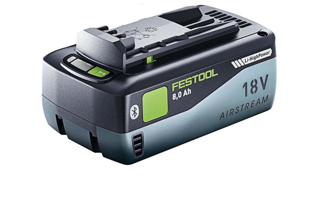 Festool 18V Li-Ion 8 Ah Airstream Bluetooth High Power Battery Pack - Top view showing the sleek design and power capacity