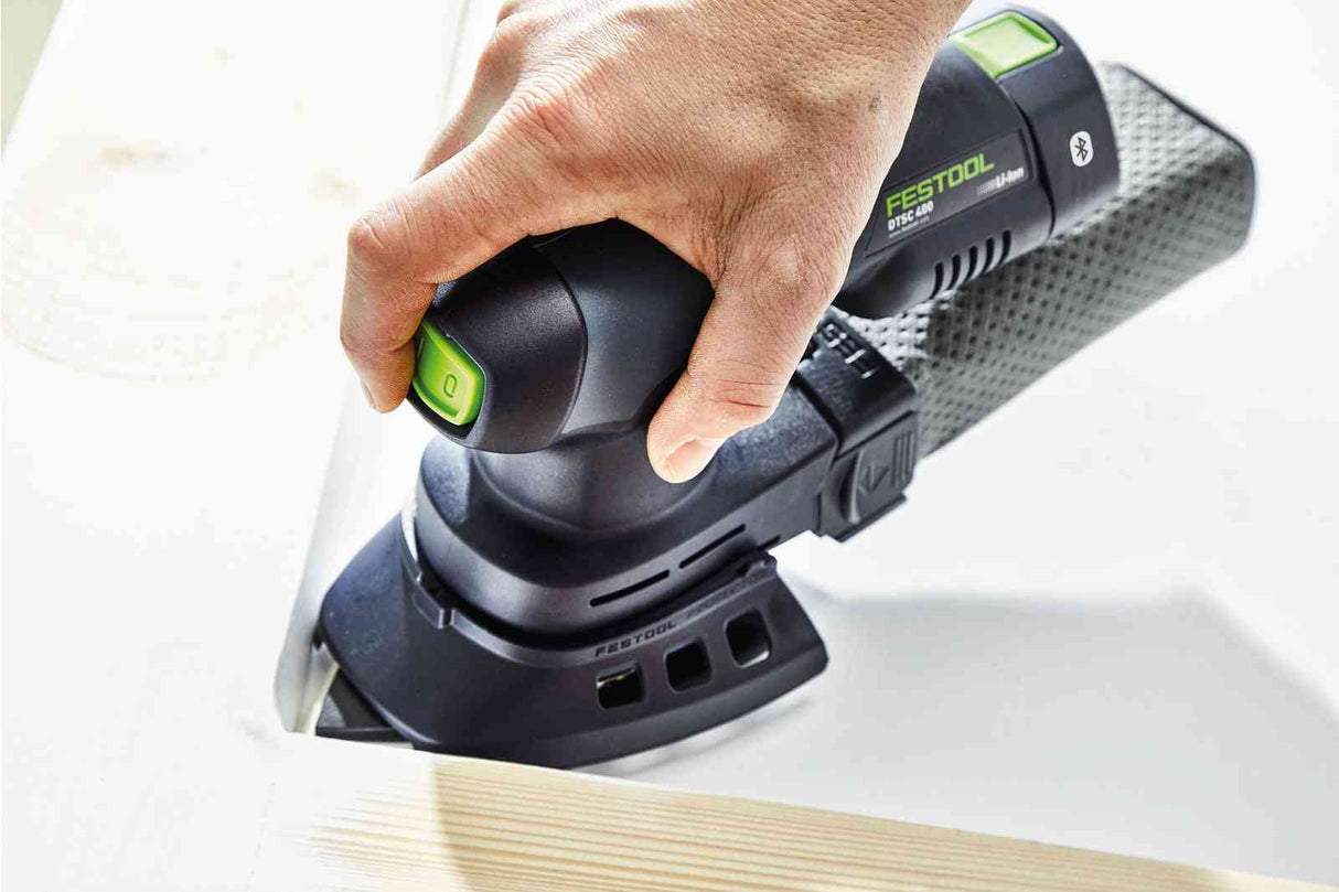 Festool Granat Abrasive Sheet 100mm DELTA Pack of 10 angled view with special coating for VOC varnishes