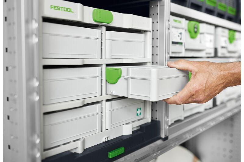 Festool Systainer3 Rack SYS3 Storage Rack with six MINI-Systainer S 76 products in Australian woodworking tools store