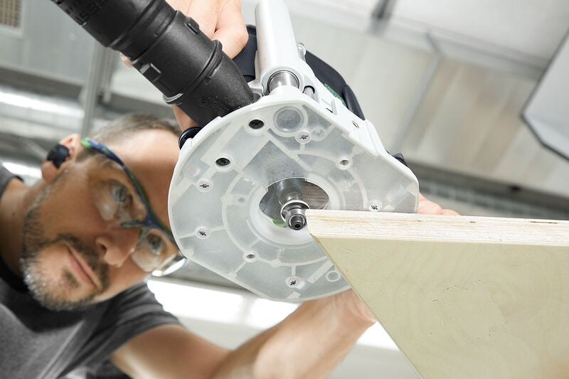 Festool OF 1010R Plunge Router with Light in Systainer, showing LED light ring for precision woodworking