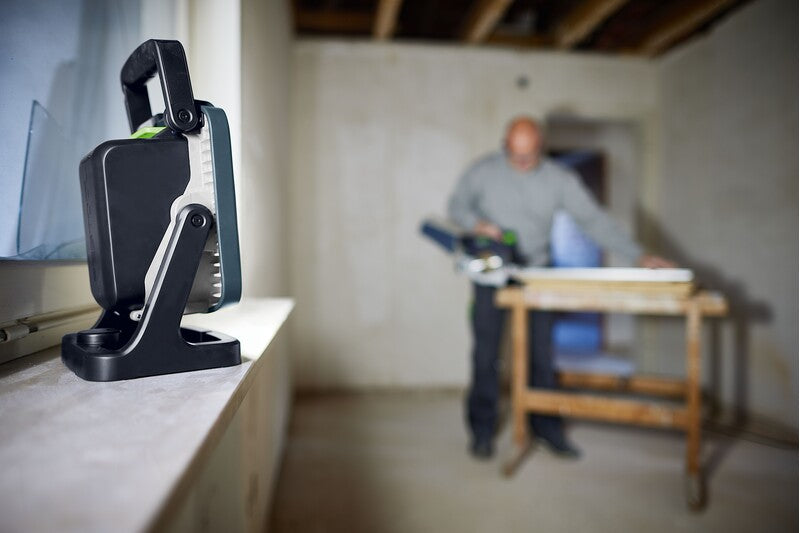 Festool SYSLITE KBS C Cordless Construction Light 5000 Lumens in use on a construction site