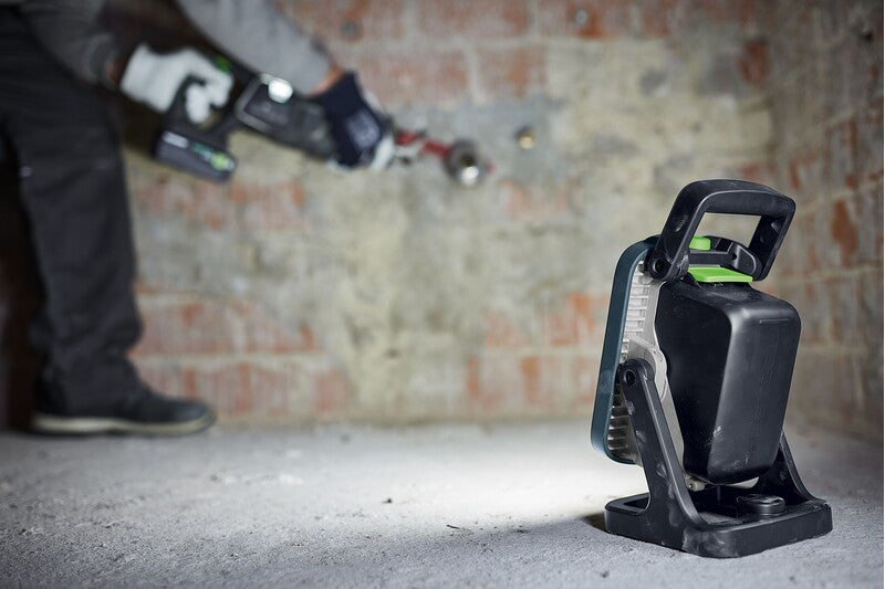Festool SYSLITE KBS C Cordless Construction Light in use on construction site