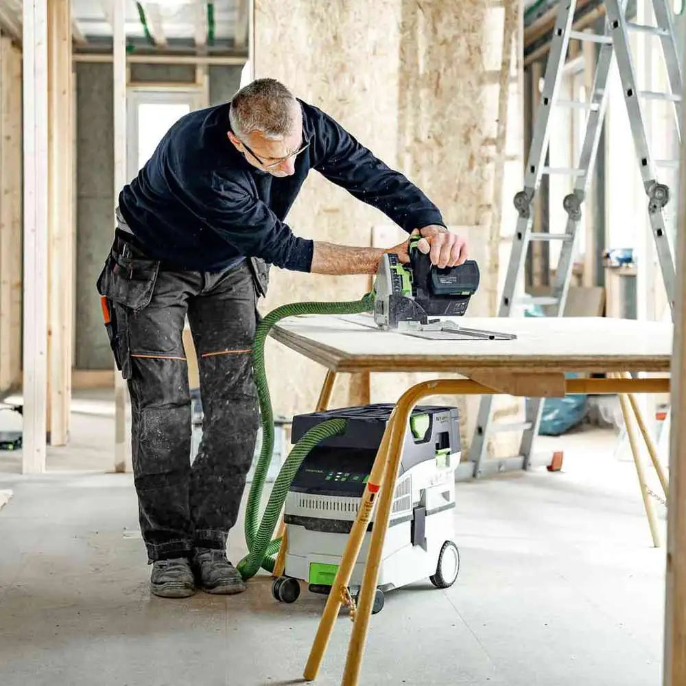 Festool CTMC MIDI 15L M Class 18V Cordless Mobile Dust Extractor 8.0Ah Bluetooth Energy Set in use with cordless tools