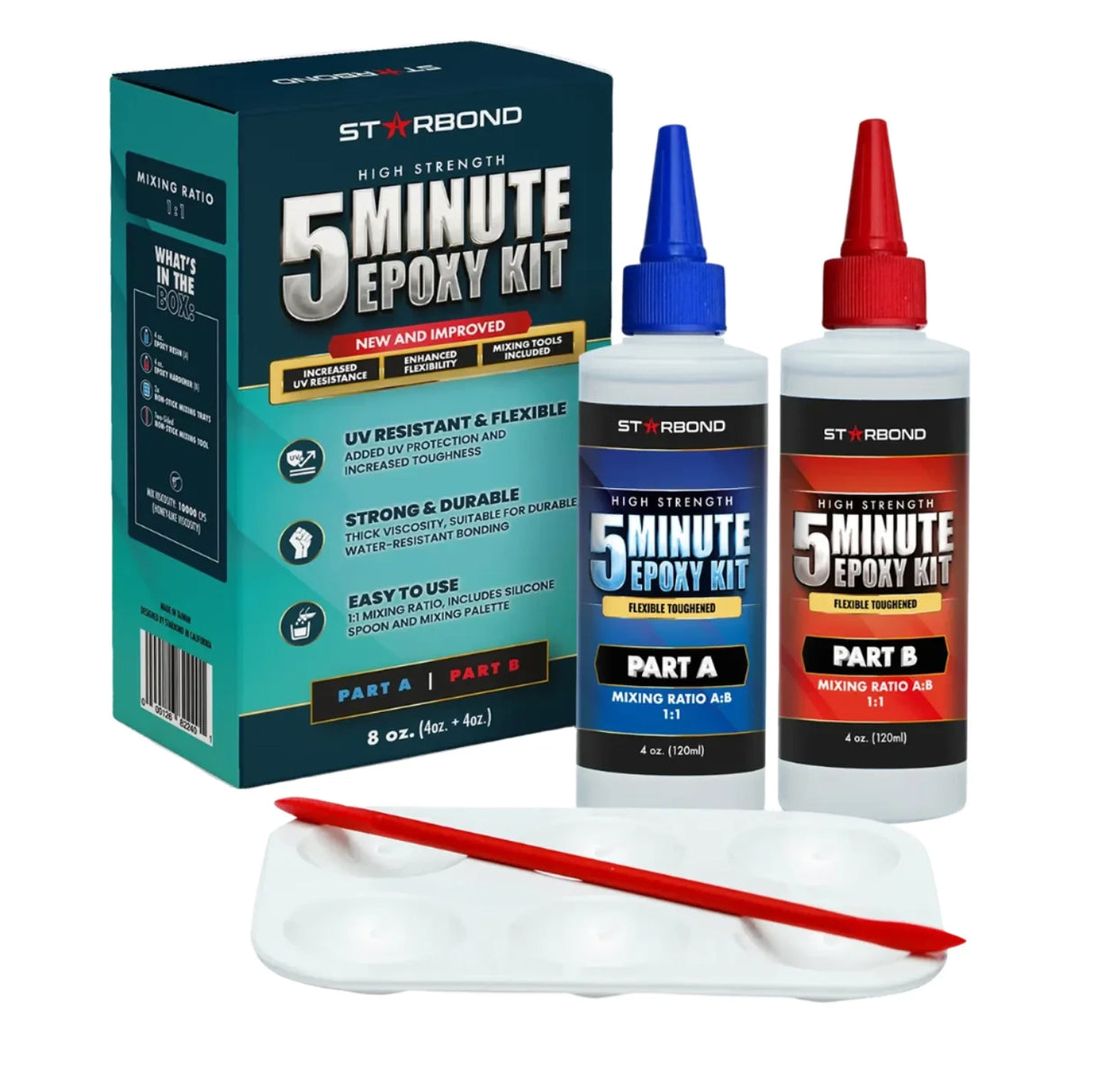 Starbond 5-Minute Epoxy Kit Clear Finish UV Resistant 8oz, innovative epoxy for fast, UV-resistant bonds
