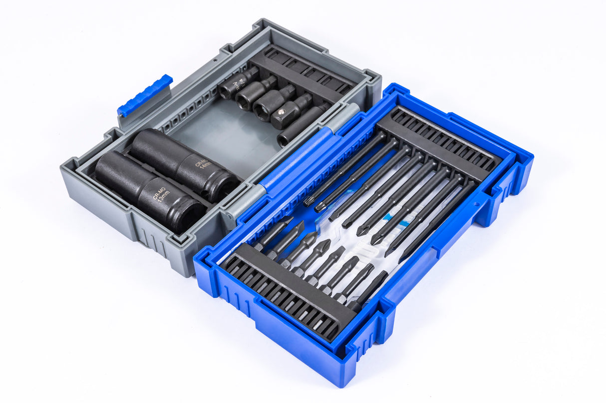 Fritzfurt Set of 23 Impact Driver Bits made from S2 & CR-MO Steel, ideal for heavy-duty applications