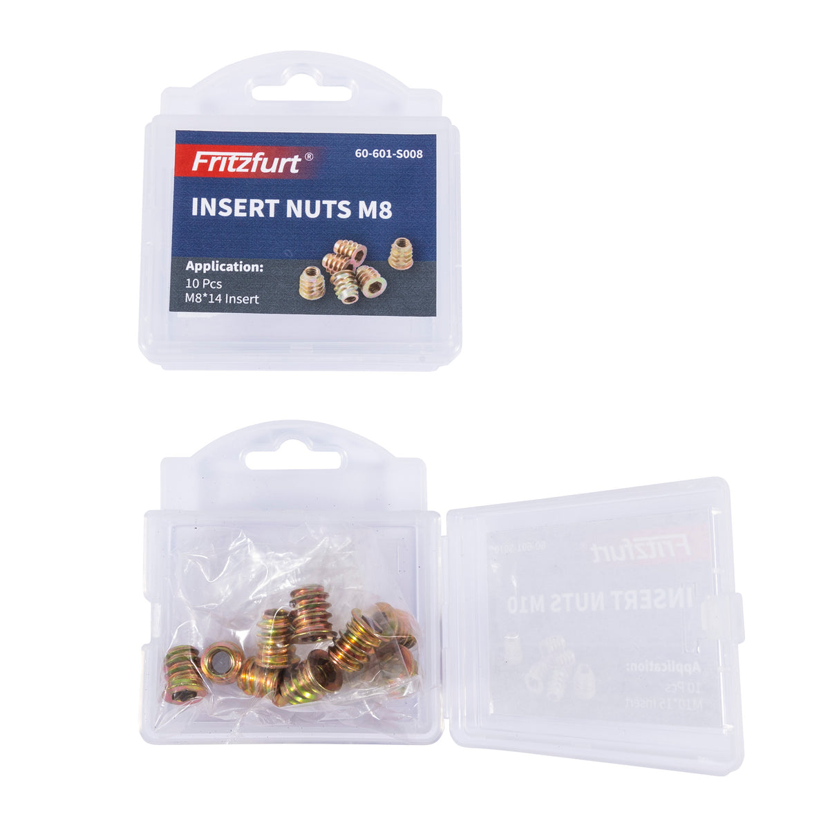 Pack of 10 M8 threaded insert nuts from Fritzfurt for woodworking jigs and fixtures
