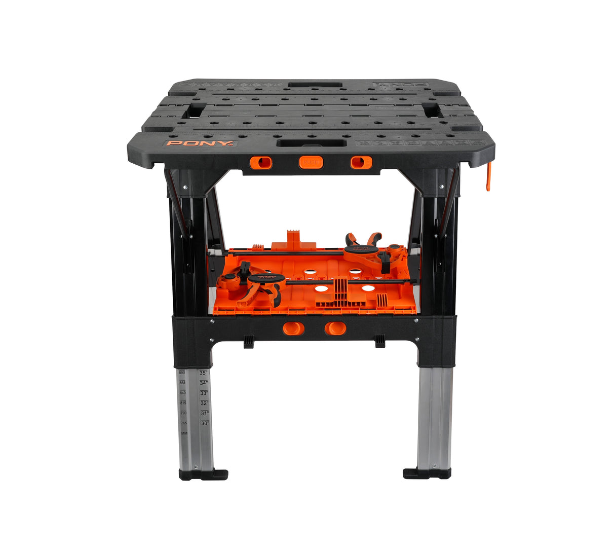 Pony Jorgensen 2-IN-1 Clamping Worktable & Sawhorse with clamps, side view