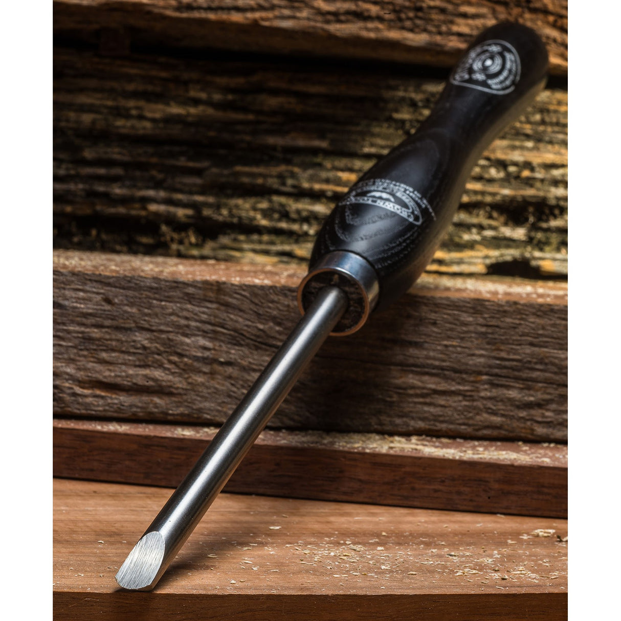 Crown Skewchigouge 190mm Blade M2 Cryogenic Steel Woodturning Tool in use on lathe