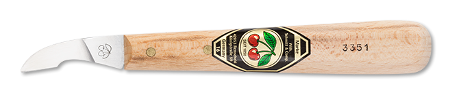 Kirschen Two Cherries #3351 Chip Carving Knife with Short Skew Edge, Hornbeam Handle, German Steel Craftsmanship