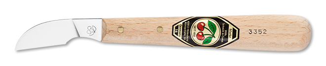 Kirschen Two Cherries #3352 Chip Carving Knife with Long Skew Edge, Hornbeam Handle, hand forged German steel craftsmanship
