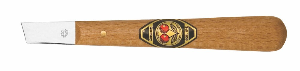 Kirschen Two Cherries 3354 Chip Carving Knife 12.5mm Skew Edge - Hornbeam Handle - German Steel - Specialized Woodcarving Tool