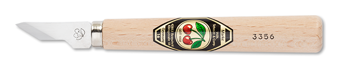 Kirschen Two Cherries #3356 Chip Carving Knife 14mm Skew Edge detail, German steel, Hornbeam Handle