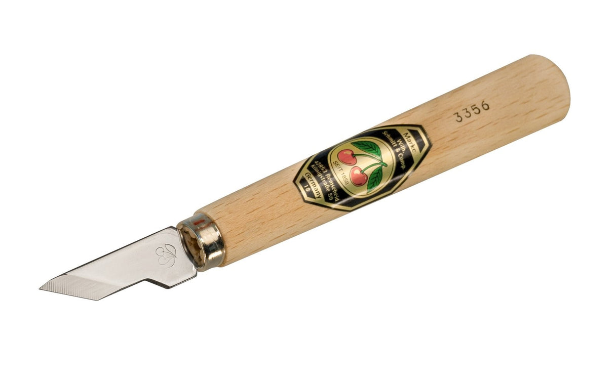Kirschen Two Cherries 3356 Chip Carving Knife with Small Skewed Edge Blade and Hornbeam Handle
