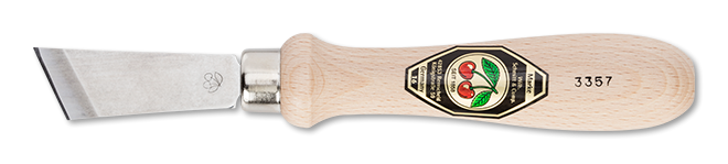 Kirschen Two Cherries 3357 Chip Carving Knife, 19mm Skewed Edge Blade, Hornbeam Handle
