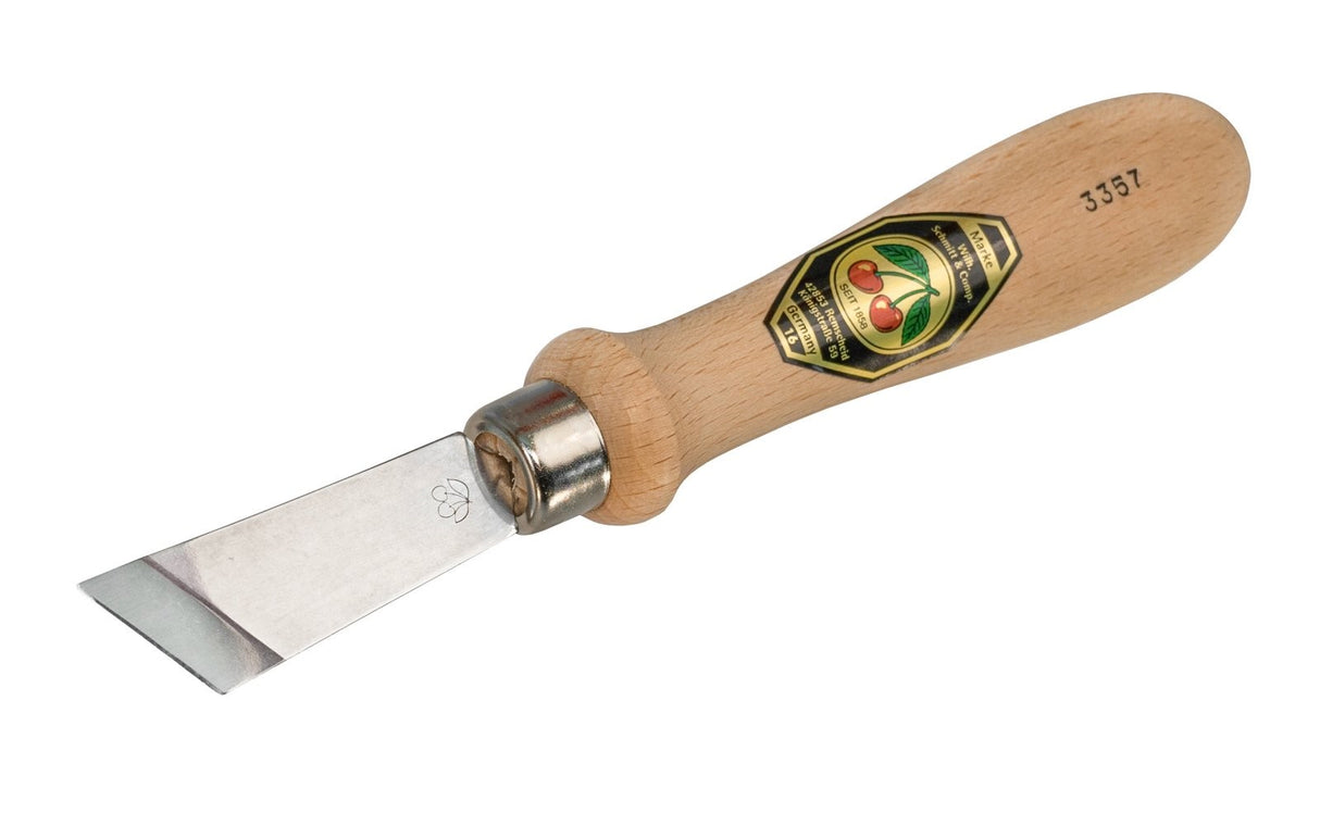 Kirschen Two Cherries Chip Carving Knife 19mm with Skewed Edge and Hornbeam Handle
