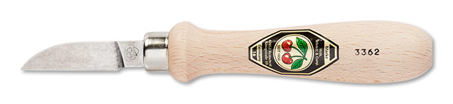 Kirschen Two Cherries #3362 Chip Carving Knife 38mm with Round Neck Straight Edge, Hornbeam Handle, German Steel craftsmanship