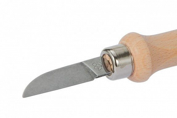 Kirschen Two Cherries #3362 Chip Carving Knife 38mm, German steel, with short Hornbeam Handle, ideal for specialty woodcarving projects