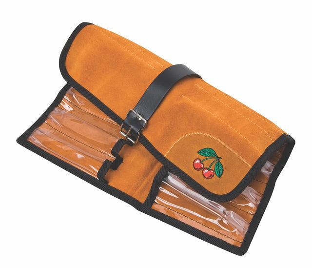 Kirschen Two Cherries Velour Leather Chisel Roll showcasing fine craftsmanship and cut-resistant pouches