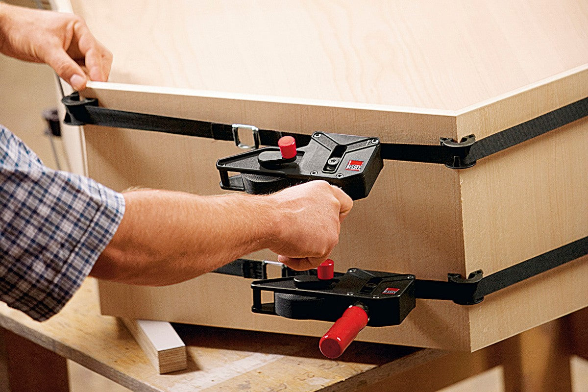 Bessey Heavy Duty Band Clamp with Vario Corners in use on woodworking project