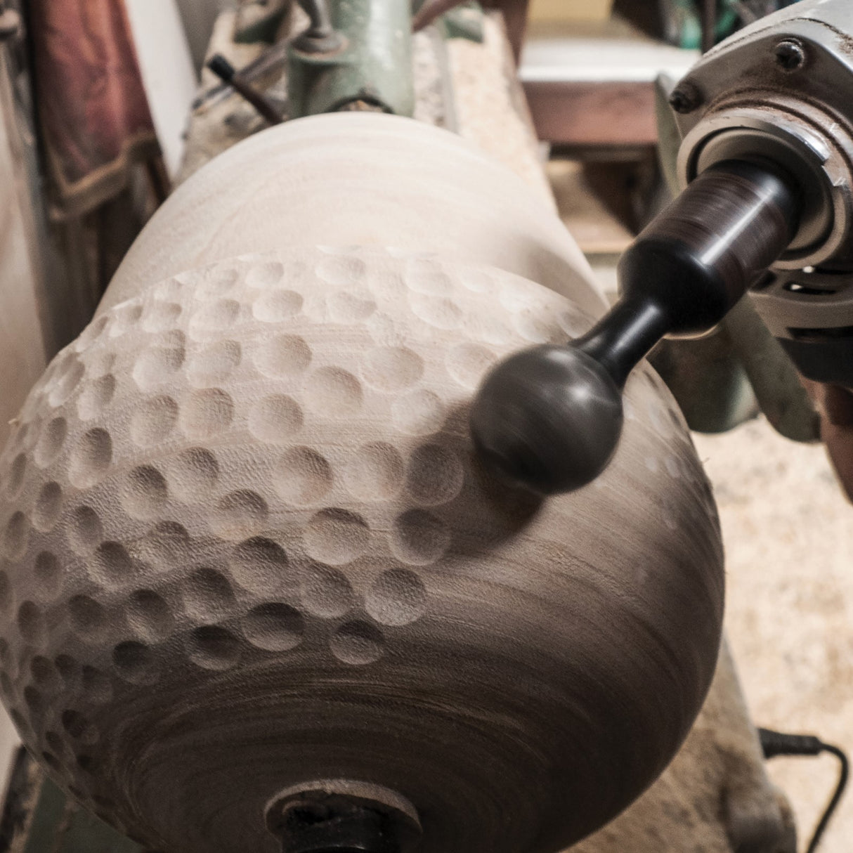 Arbortech Ball Gouge in action, hollowing concave surface with exceptional control