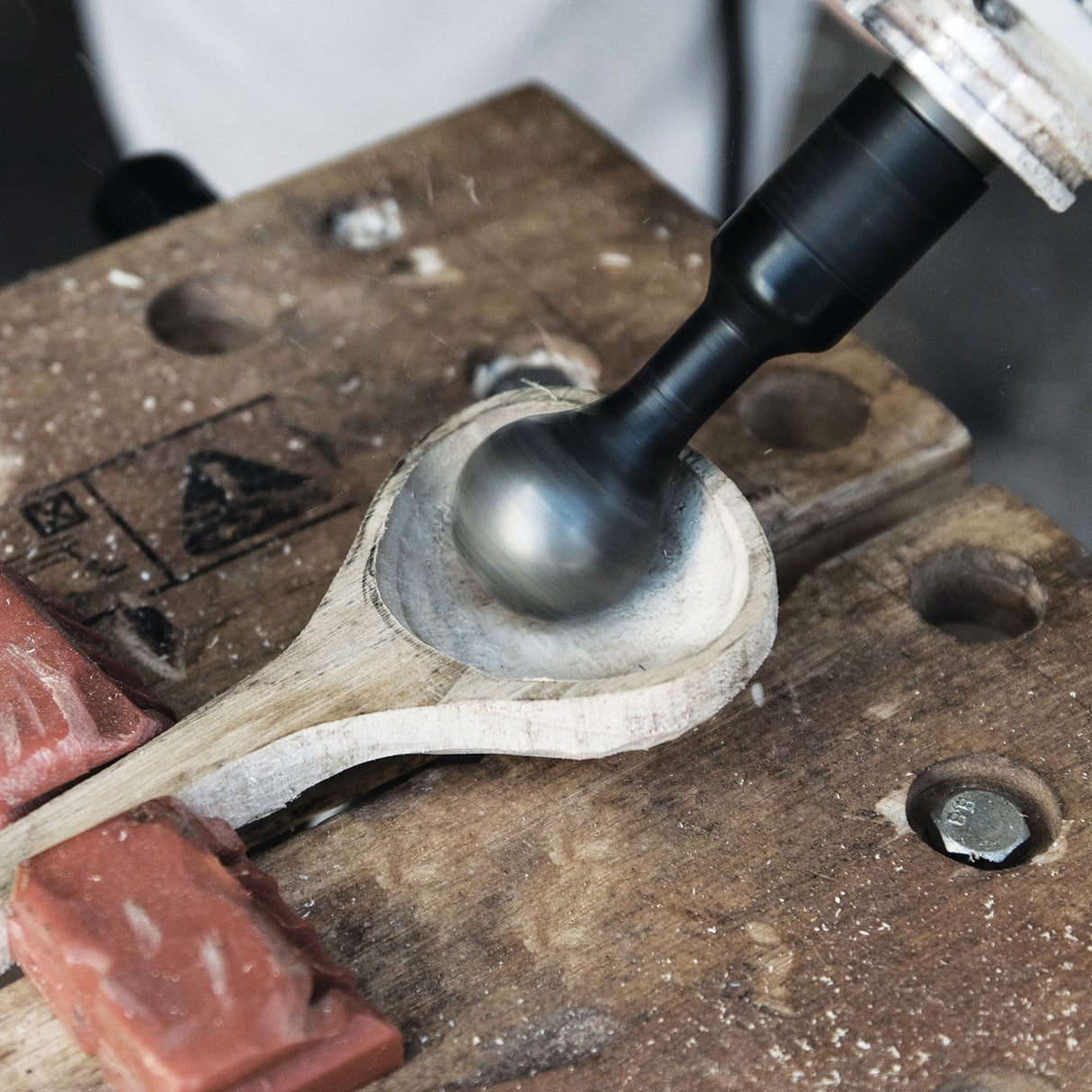 Arbortech Ball Gouge attachment hollowing wood concave surface with control