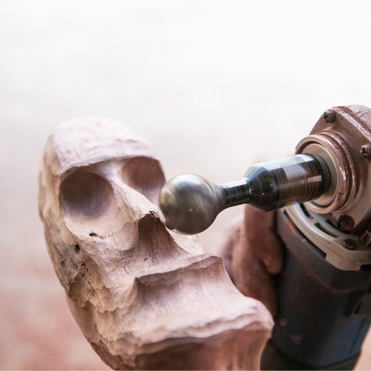 Arbortech Ball Gouge attachment hollowing concave surface with precision