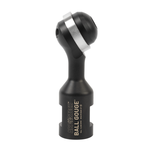 Arbortech Ball Gouge attachment carving concave surfaces with 'Anti-Grab Technology' in woodworking project