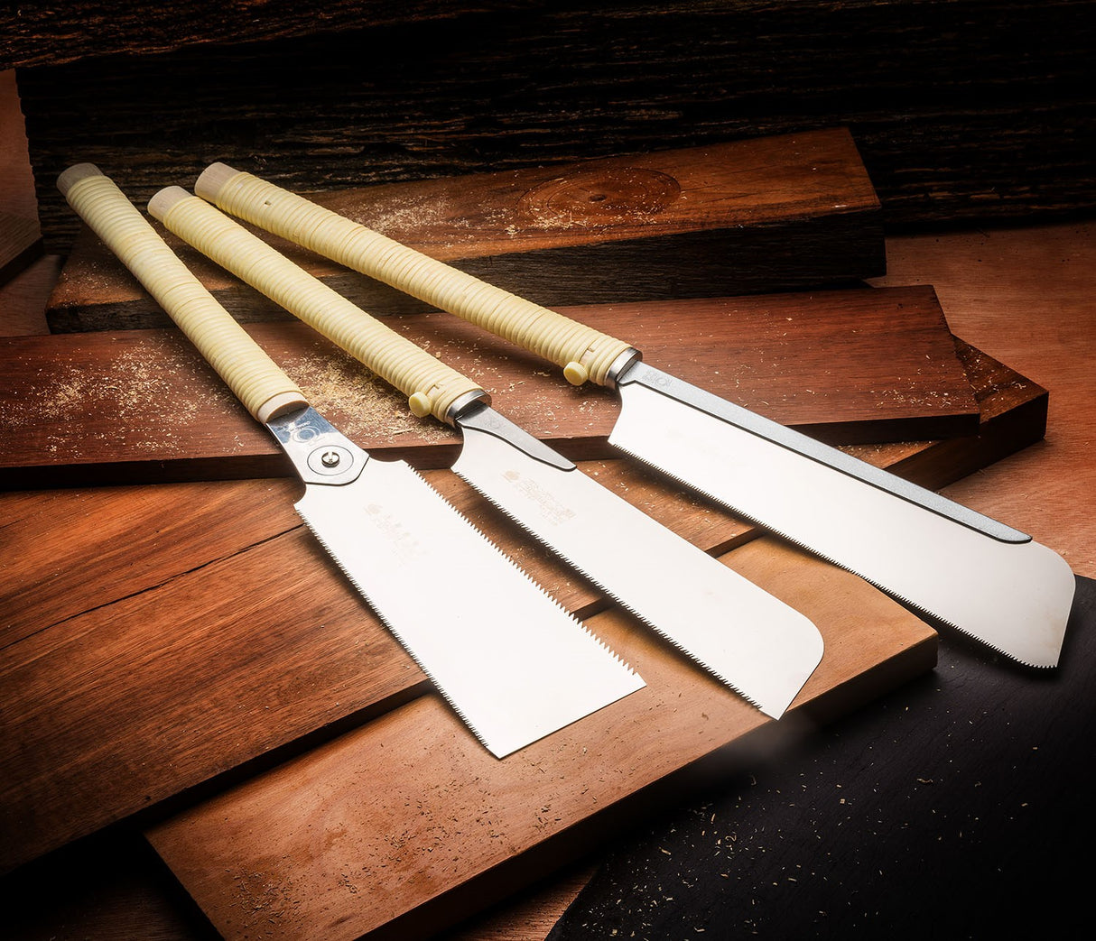 Razorsaw Japanese Saw General Purpose Set Dozuki Kataba Ryoba woodworking tools kit angle view