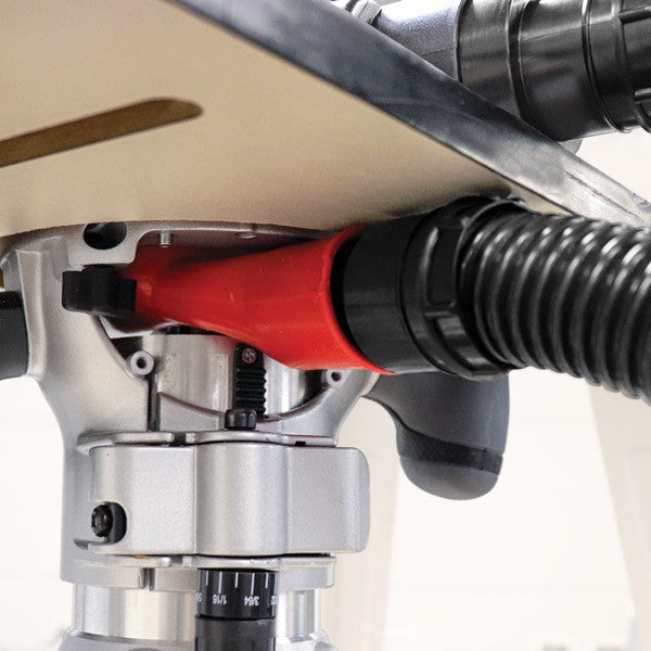 Milescraft DustRouter Dust Collection System mounted on router table for efficient dust extraction