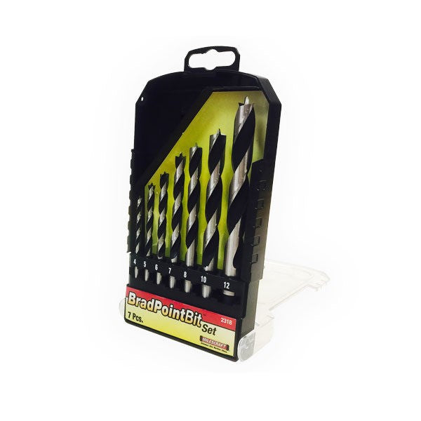 Milescraft 7-piece Metric Brad Point Drill Bit Set showcasing precision cutting edges for reduced splintering