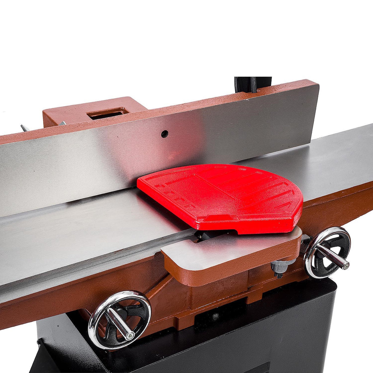 Sherwood 6in Cabinet Jointer Planer, angled view showcasing sturdy welded cabinet base and upgraded SKF bearings