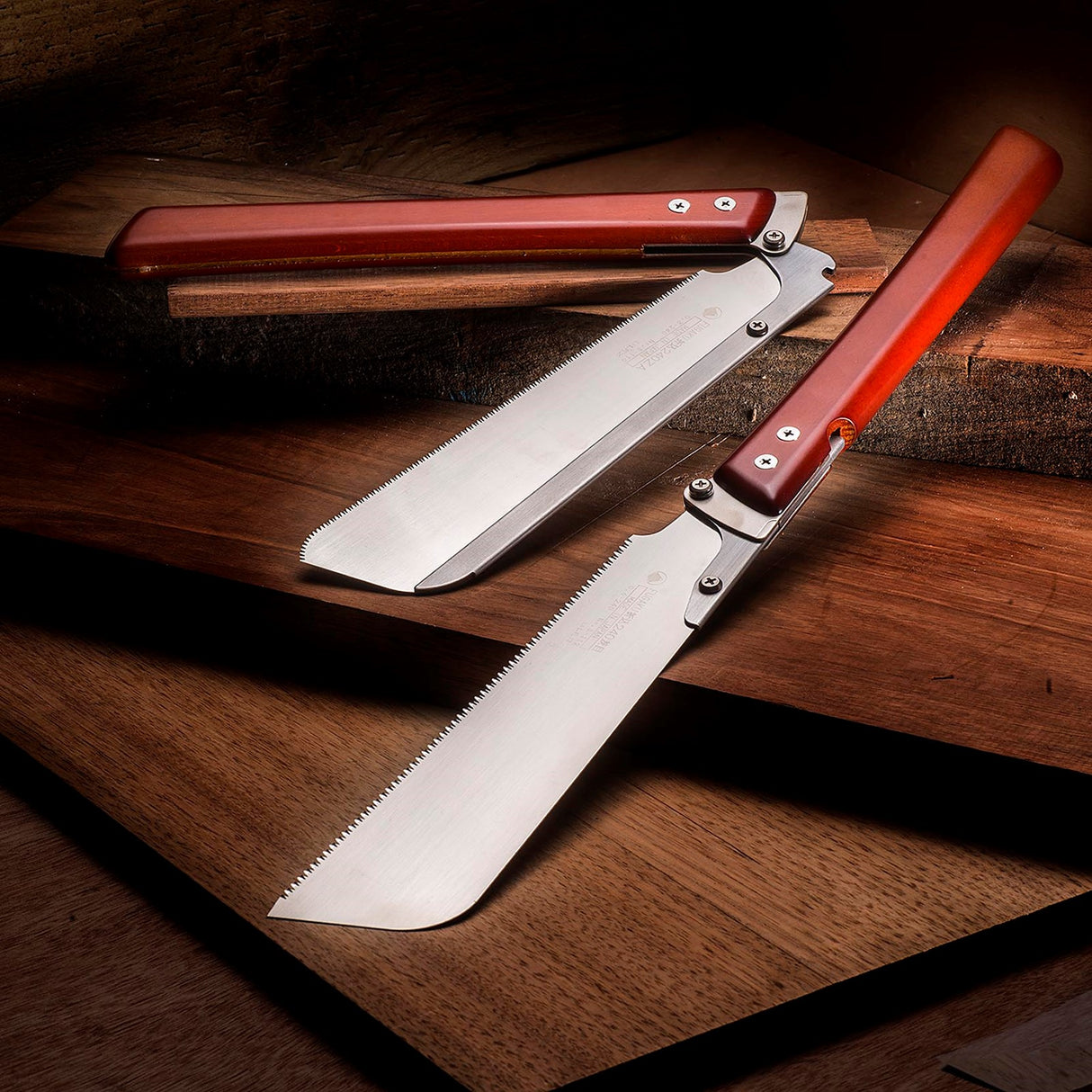 Compact Fugaku Dozuki Japanese saw with folding blade for easy storage and protection of hardened teeth