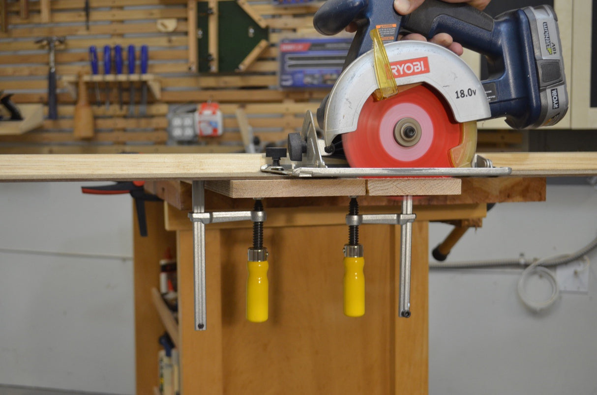 MicroJig MatchFit Dovetail Track Clamps Set of Two in use on woodworking project