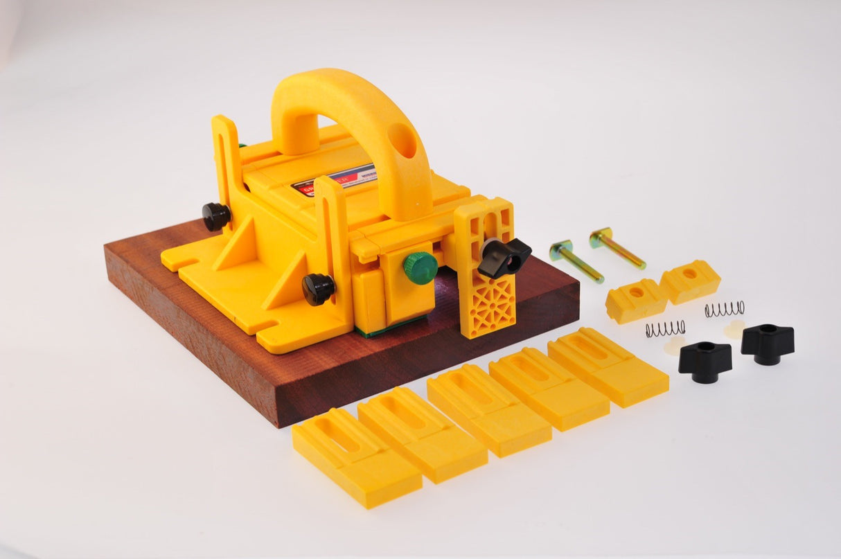 Australian-made MicroJig Adjustable Gravity Heel Set enhancing safety and support for woodworking with retractable tail end hook