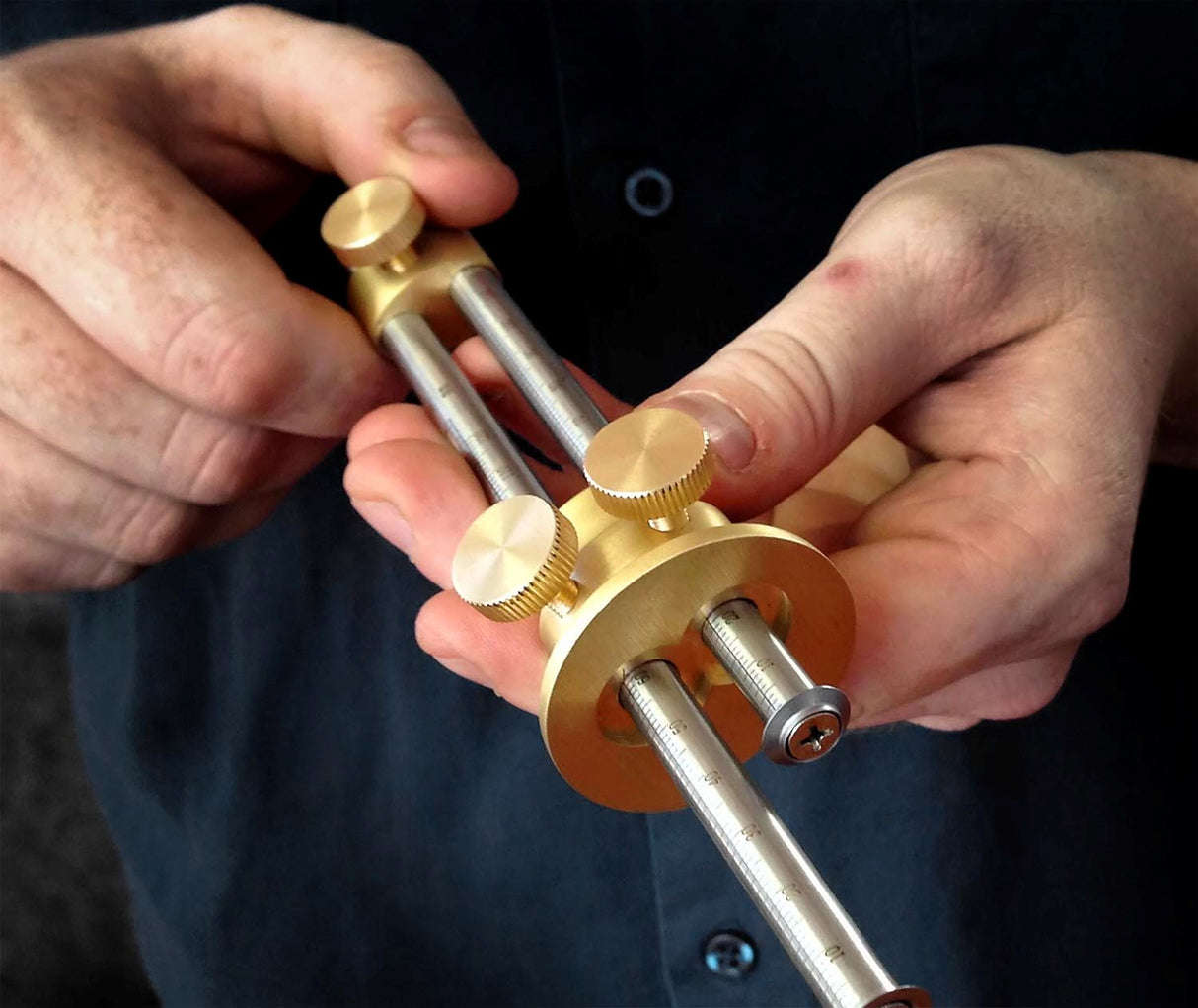 Luban Wheel Mortice Gauge with Brass Head and Micro Adjust Features