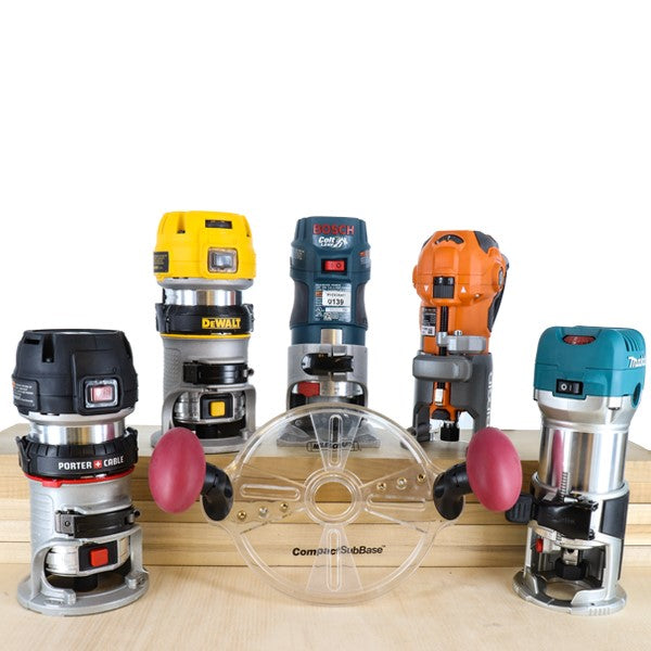 Milescraft Compact Sub-Base Set for Compact and Trim Routers - Close-up view of Comfort Grip Handles