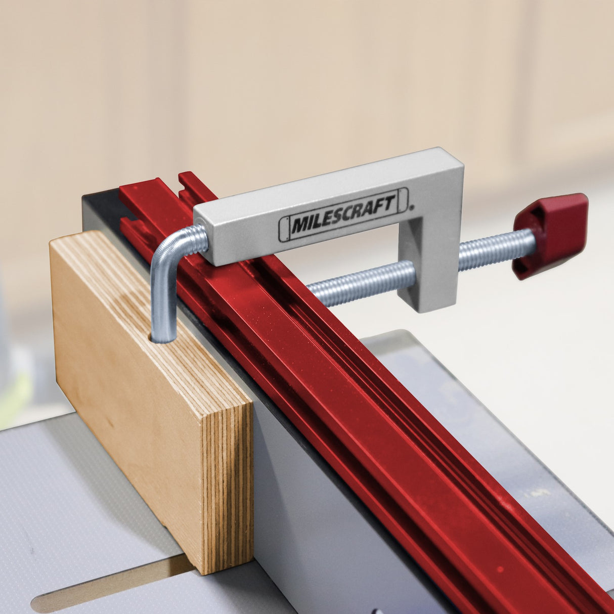 Milescraft FenceClamps Sub-Fence Clamps attached to a table saw's auxiliary fence