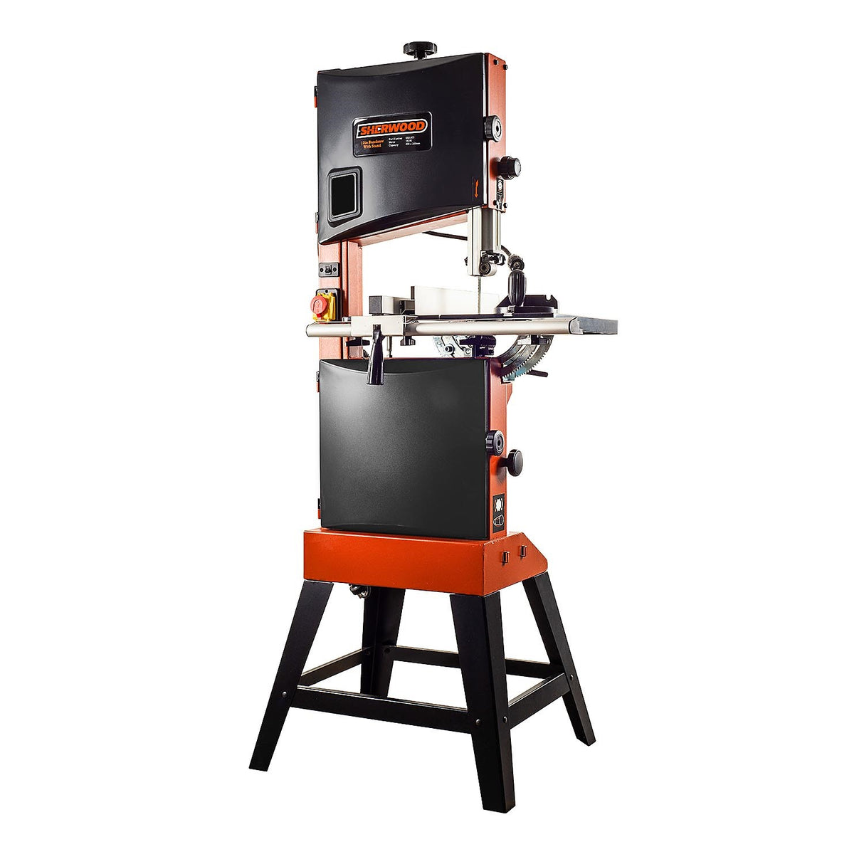 Sherwood 12in 750W Standard Bandsaw cutting wood in workshop