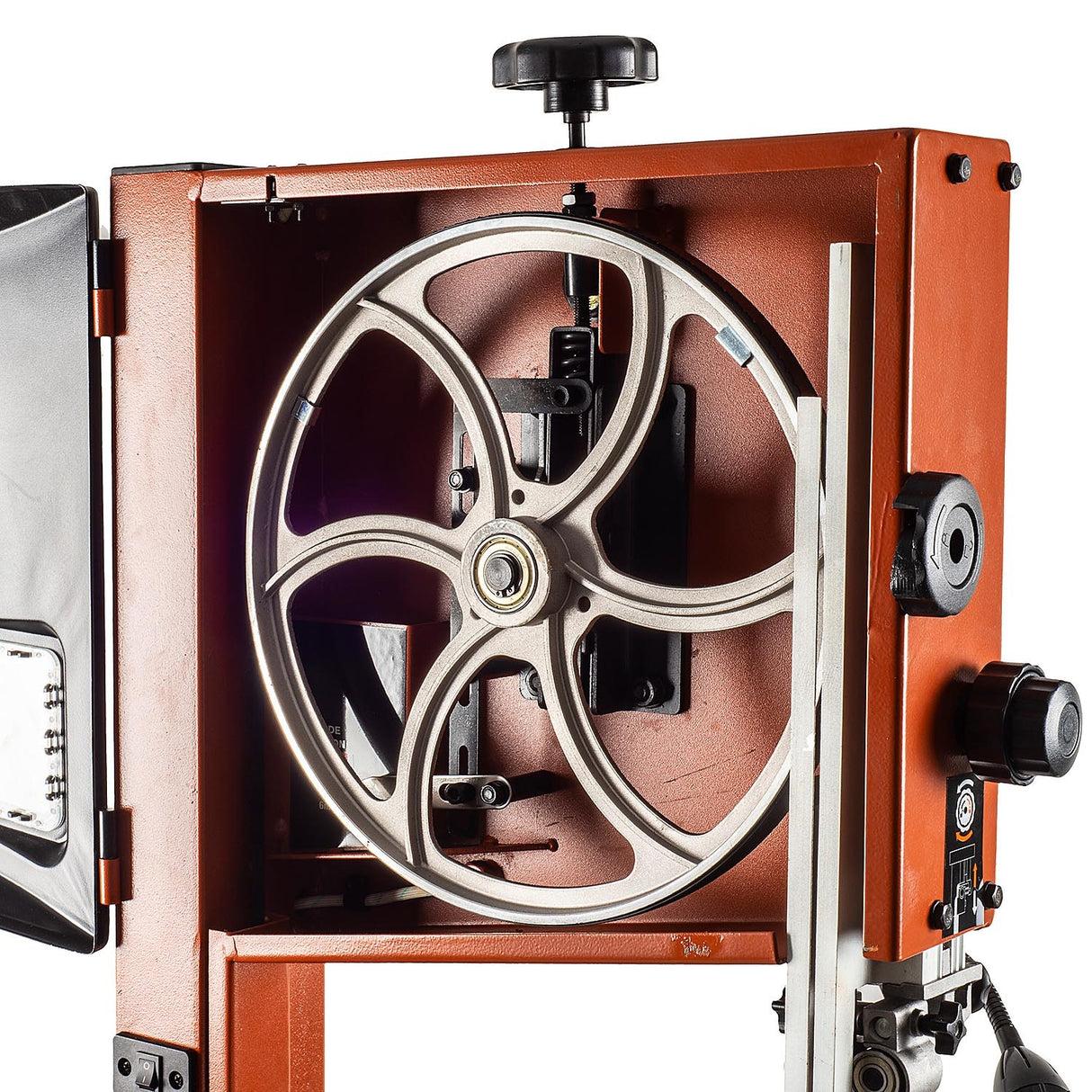 Sherwood 12in 750W Standard Bandsaw cutting through timber in a workshop