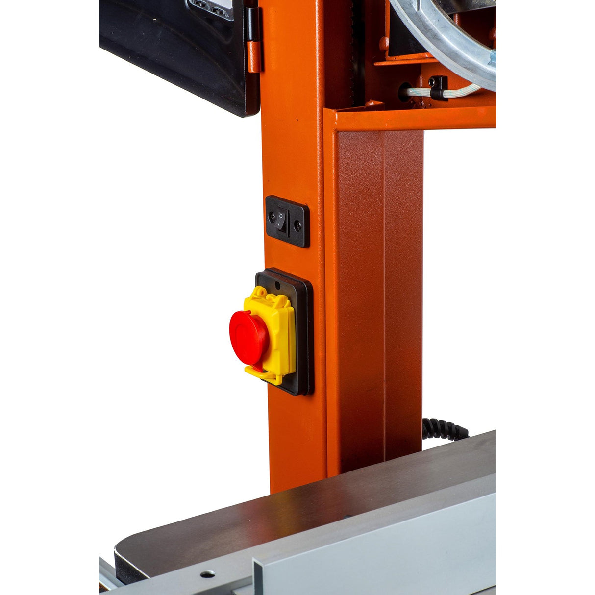 Sherwood 14in 1100W Standard Bandsaw side view in workshop setting