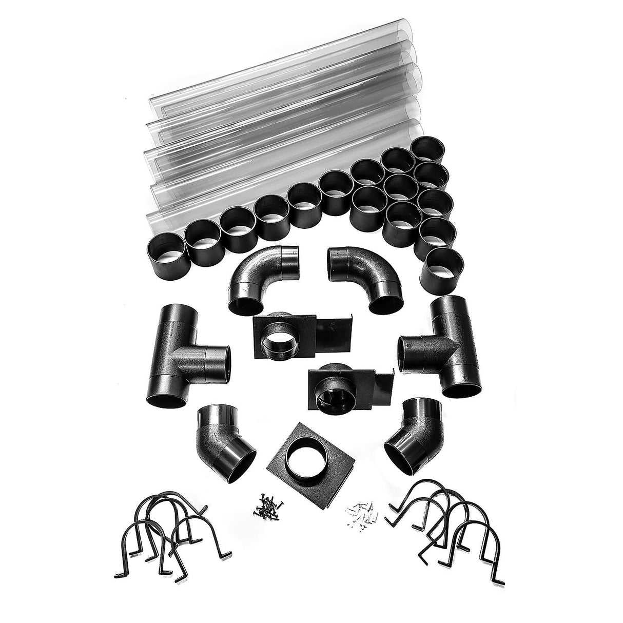 Sherwood 4in Wall Mounted Dust Extractor Fitting Kit assembly parts snapped together