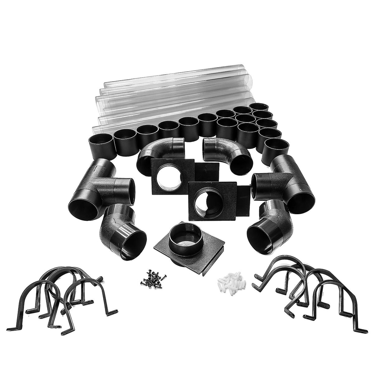 Sherwood 4in wall mounted dust extractor fitting set components assembled for easy installation