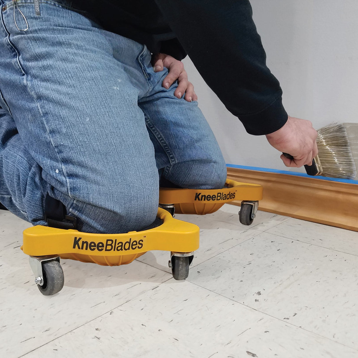 Milescraft KneeBlades Wheeled Knee Pads in operation with 217kg capacity