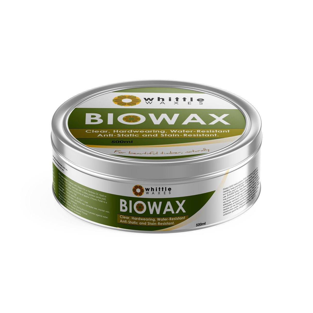 Whittle Waxes Bio Wax Water Resistant Clear Finish 500ml tin - Ideal for natural maintenance of various flooring types