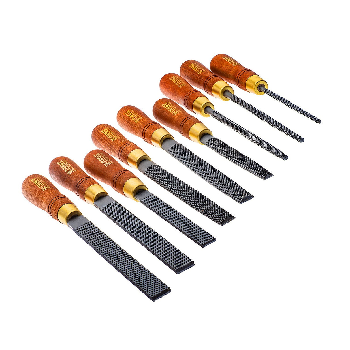 Narex Set of 9 Wood Rasps with Wood Handles - Variety of rasp shapes in a set